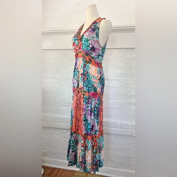 Lula Soul Floral Patchwork Sleeveless Maxi Dress Boho Tiered Sundress - Picture 7 of 15